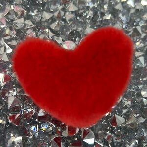 CROCS jibbitz 3D furry fluffy Red Fuzzy Heart Charm